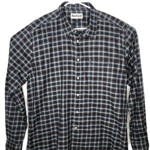Barbour Mens Plaid Check XL Long Sleeve Navy Gray